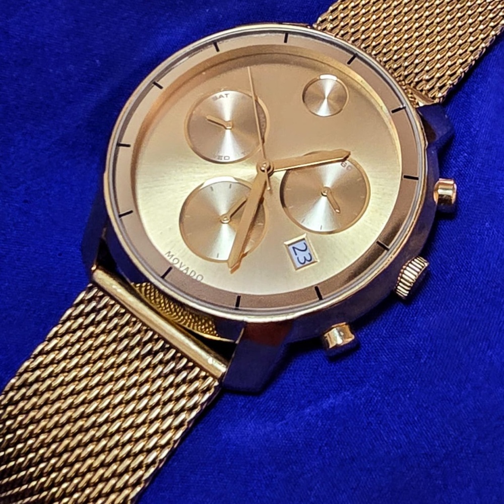 Movado Bold Chronograph Gold Swiss Made 44mm Men's Watch